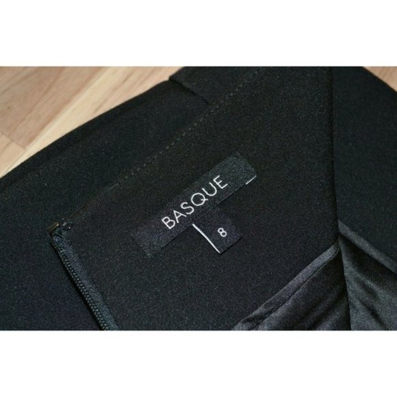 BASQUE Womens Black Frill Front A-line Corporate Business Pencil Skirt - Size 8 - Picture 6 of 7